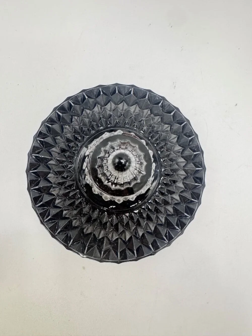 Vintage Lid ONLY Indiana Glass Diamond Point Cameo Black Pressed Glass. 6